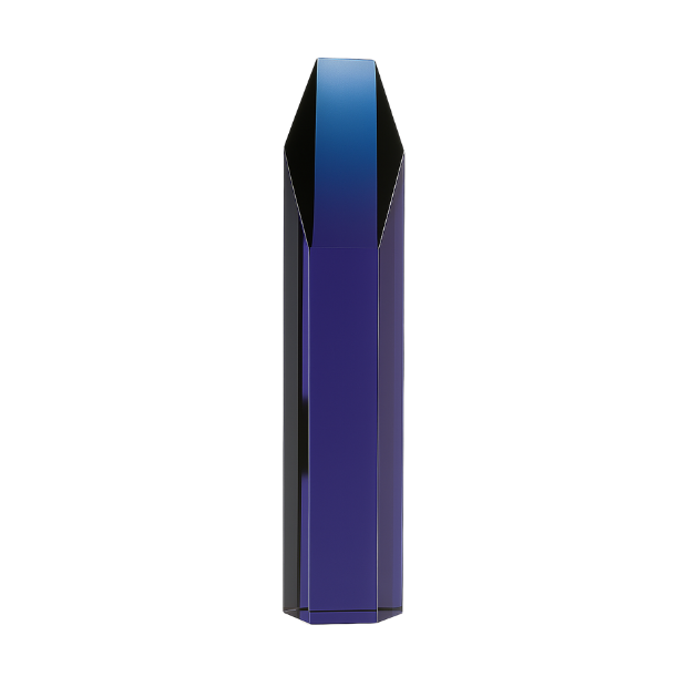 Engraved Sapphire Blue Optical Crystal Hexagon Award, 25.5cm