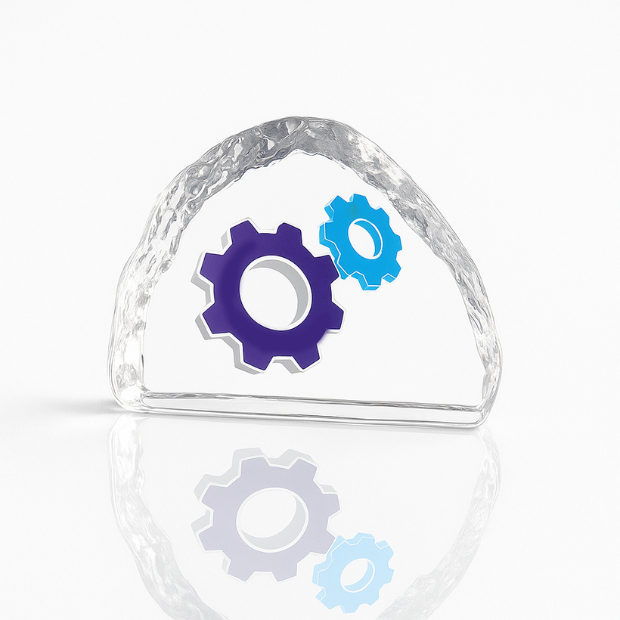 Engraved Optical Crystal Ice Block Paperweight, 9.5cm