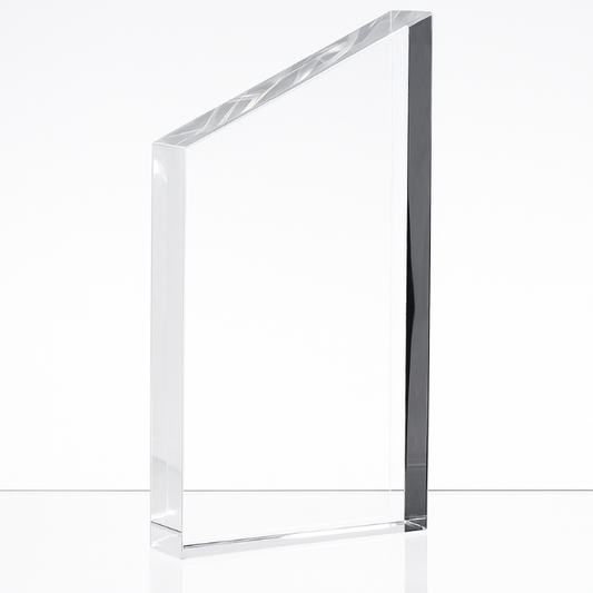 Engraved Optical Crystal Diagonal Slope Award, 17.5cm