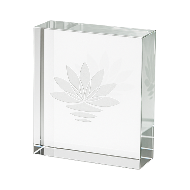 Engraved Jade Glass Square Paperweight