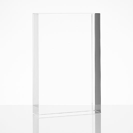 Engraved Deep Optical Crystal Rectangle Award, 12cm x 8.5cm