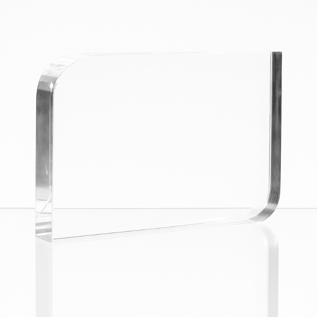 Engraved Optical Crystal Curved Rectangle Award, 9cm x 15cm