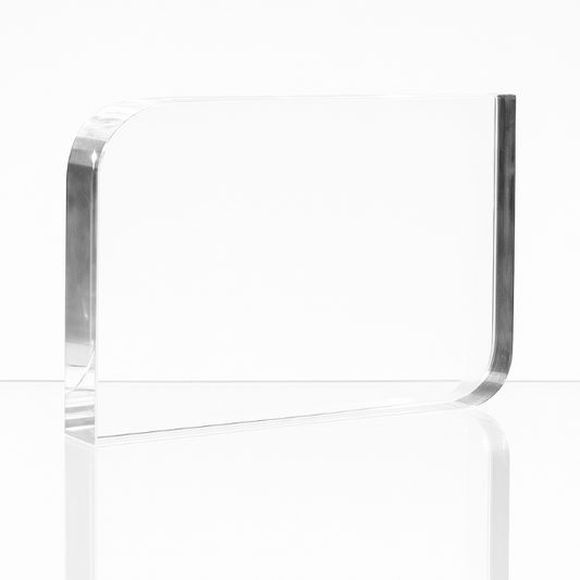 Engraved Optical Crystal Curved Rectangle Award, 9cm x 15cm