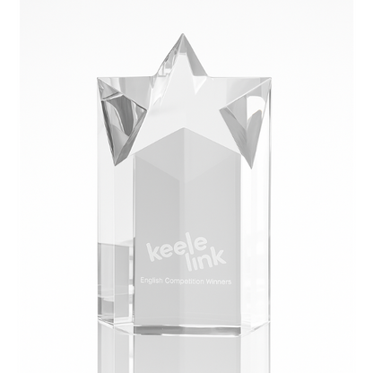 Engraved Optical Crystal Star Column Award, 18cm