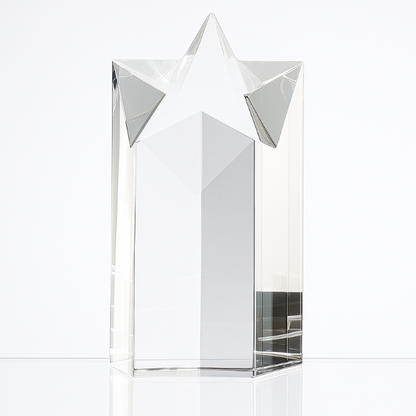 Engraved Optical Crystal Star Column Award, 15cm