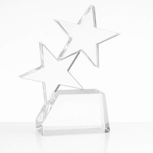 Engraved Optical Crystal Double Rising Star Award
