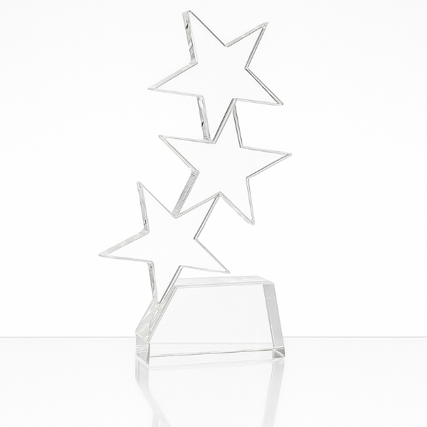 Engraved Optical Crystal Triple Rising Star Award