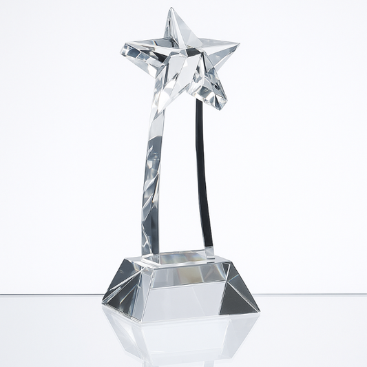 Engraved Optical Crystal Mounted Shooting Star Award, 19cm