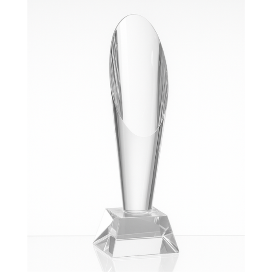 Engraved Optical Crystal Encore Column Award, 24cm
