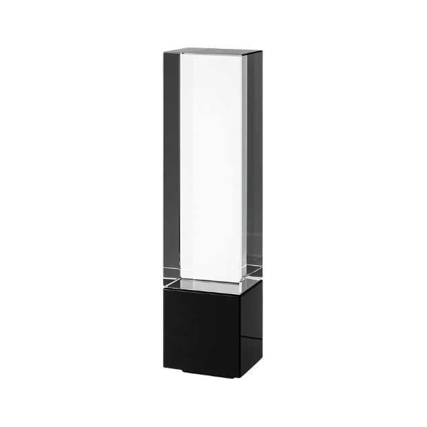 Engraved Clear and Onyx Black Optical Crystal Berkley Column Award, 22cm