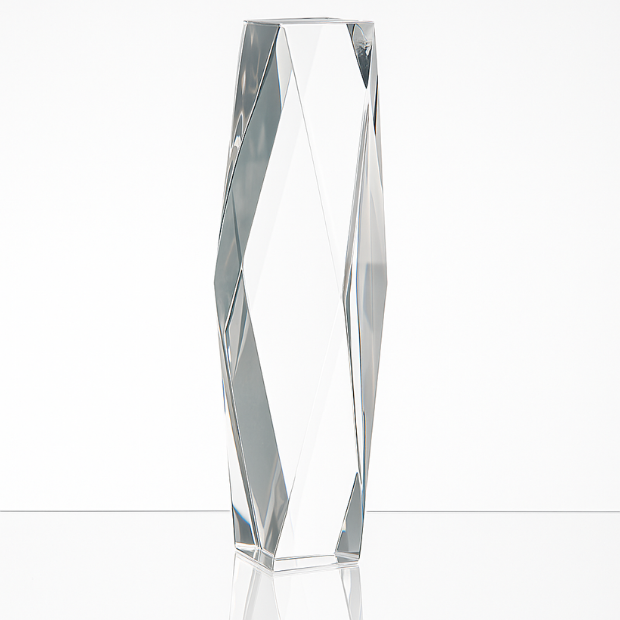 Engraved Optical Crystal Genesis Column Award, 20.5cm