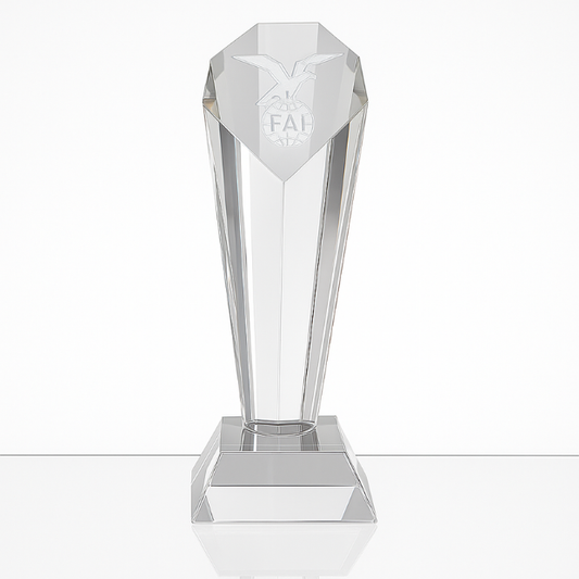 Engraved Optical Crystal Sloped Facet Column Award