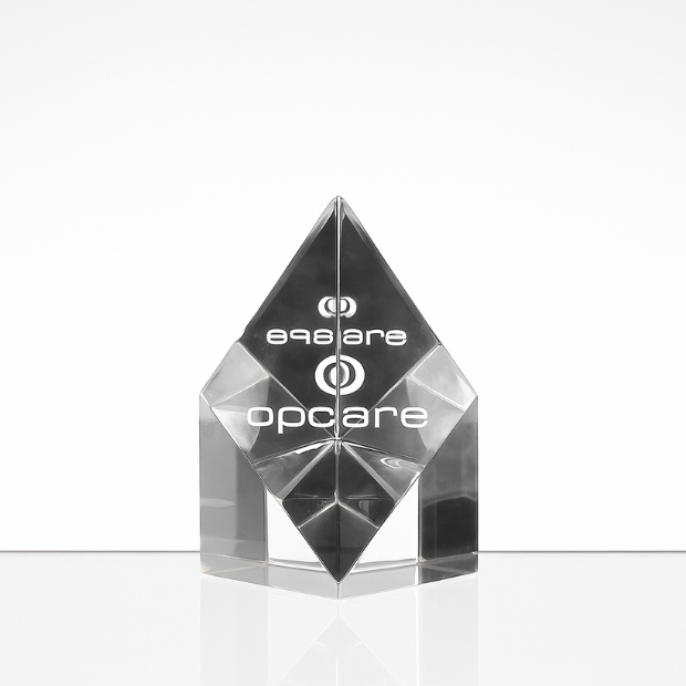Engraved Optical Crystal Sloping Diamond Award