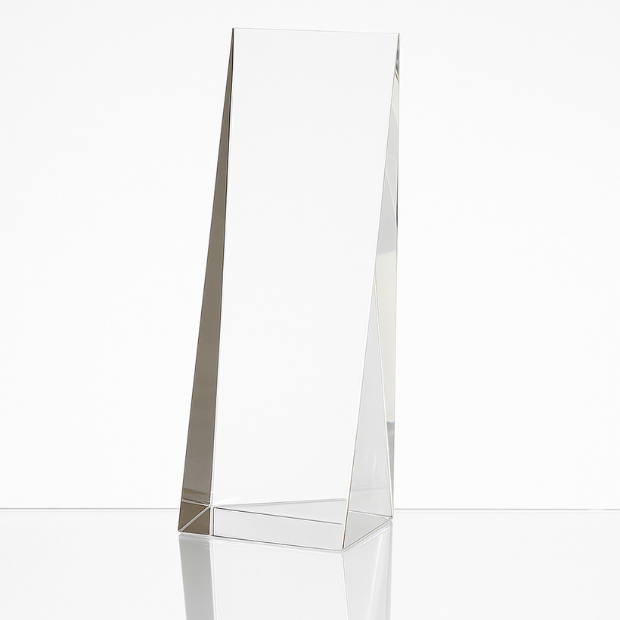 Engraved Optical Crystal Wedge Rectangle Award, 16.5cm