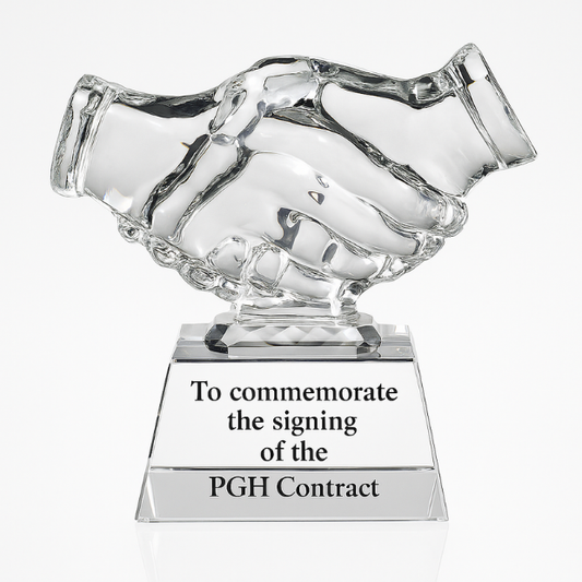 Engraved Optical Crystal Handshake Award
