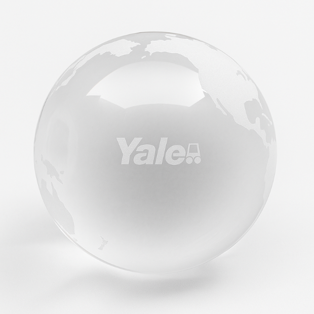 Engraved Optical Crystal Globe Paperweight, 7cm