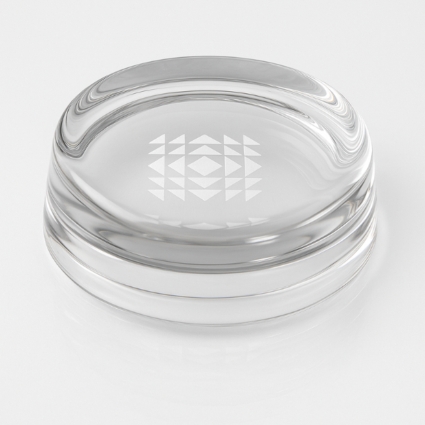 Engraved Round Glass Paperweight, 7cm