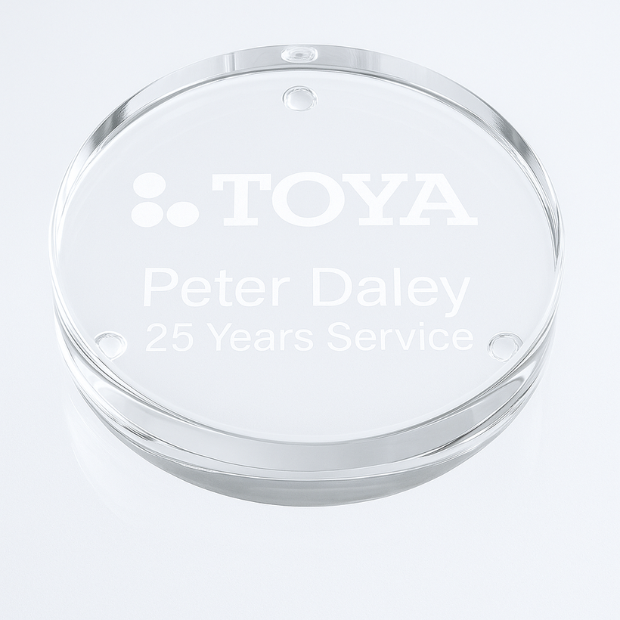 Engraved Clear Glass Round Paperweight