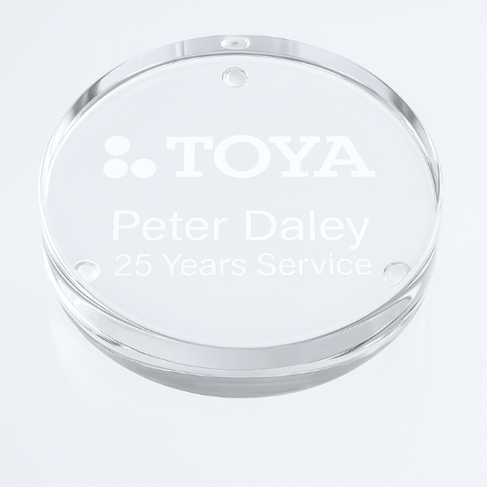 Engraved Clear Glass Round Paperweight