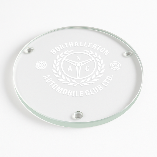 Engraved Jade Glass Round Coaster with Bevel