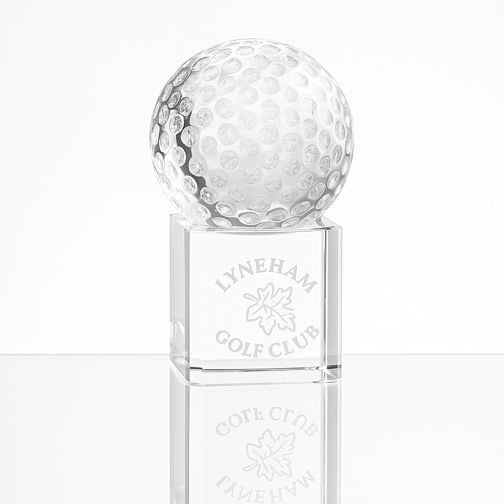 Engraved Optical Crystal Golf Ball Paperweight