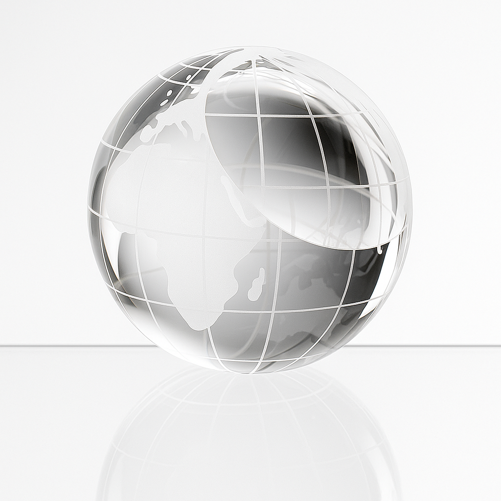 Engraved Optical Crystal Globe Paperweight, 6cm