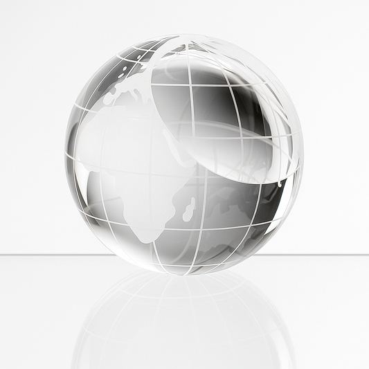 Engraved Optical Crystal Globe Paperweight, 6cm