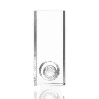 Engraved Optical Crystal Golf Ball in the Hole Award, 17cm