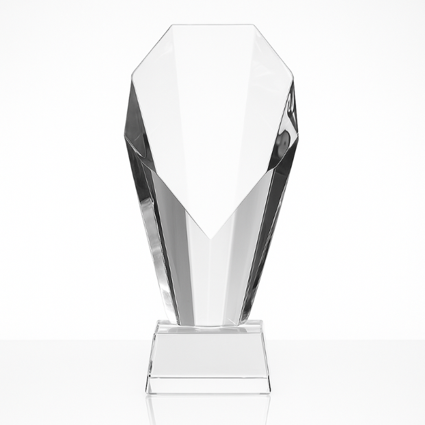 Engraved Optical Crystal Mounted Diamond Award, 18.5cm