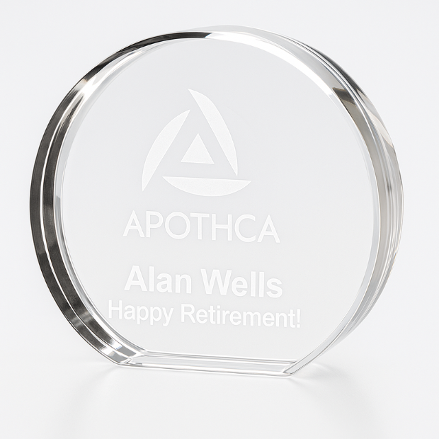 Engraved Optical Crystal Stand Up Circle Award