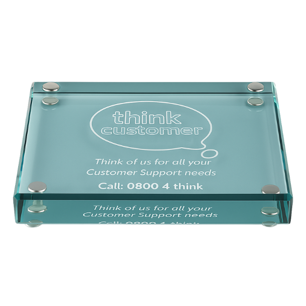 Engraved Jade Glass Rectangle Paperweight