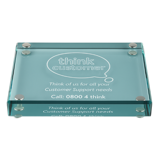 Engraved Jade Glass Rectangle Paperweight
