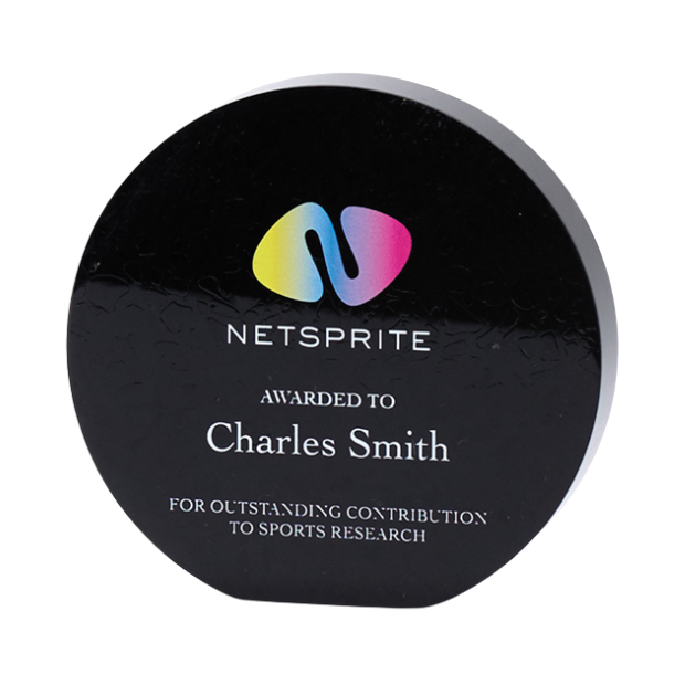 Engraved 100% Recycled Acrylic Circle Award, 10cm