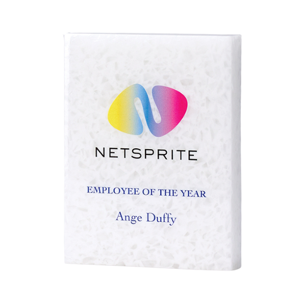 Engraved 100% Recycled Acrylic Rectangle Award, 20cm x 17.5cm x 3cm
