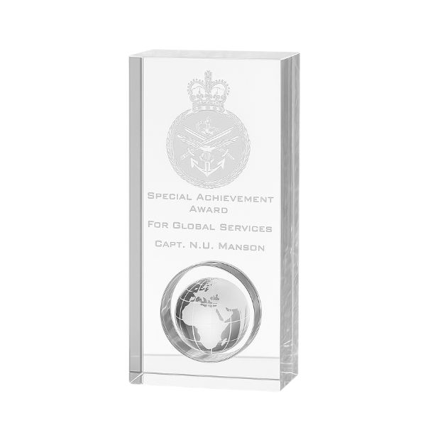 Engraved Optical Crystal Globe in the Hole Award