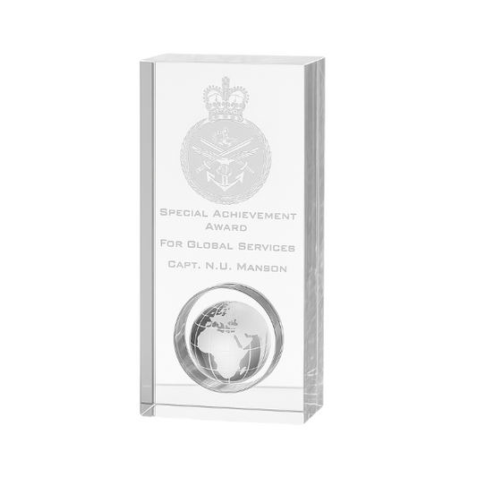 Engraved Optical Crystal Globe in the Hole Award