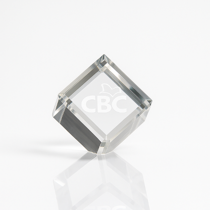 Engraved optical crystal bevelled cube award, 5cm