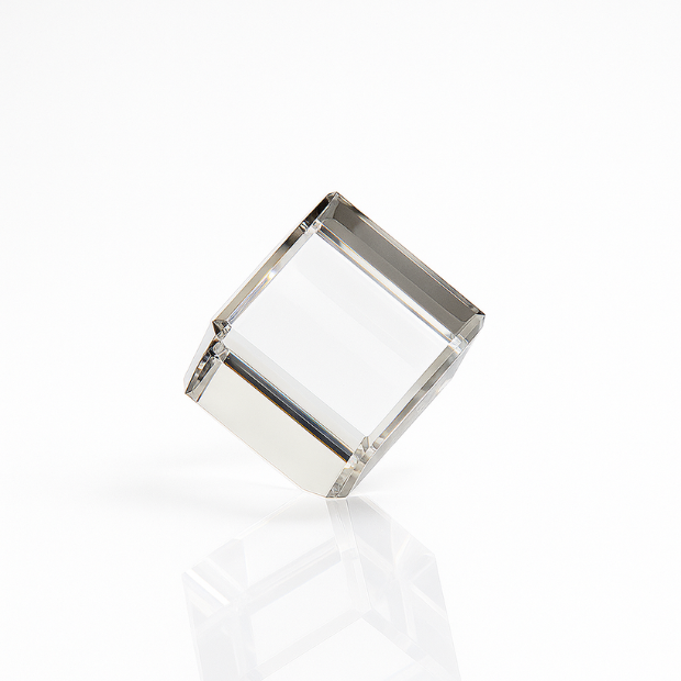 Engraved optical crystal bevelled cube award, 4cm
