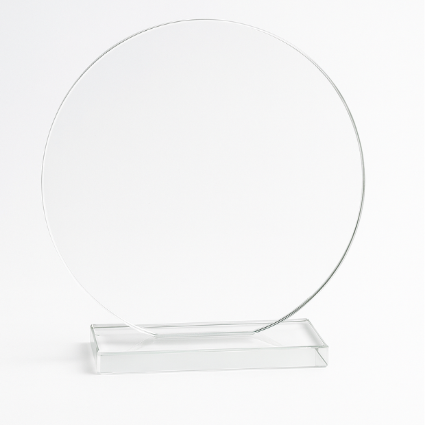 Engraved Jade Glass Circle Award, 15cm x 12mm