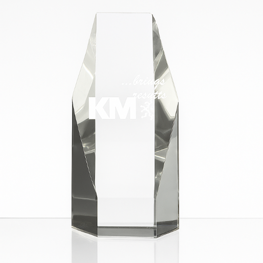 Engraved Optical Crystal Hexagon Award, 12.5cm