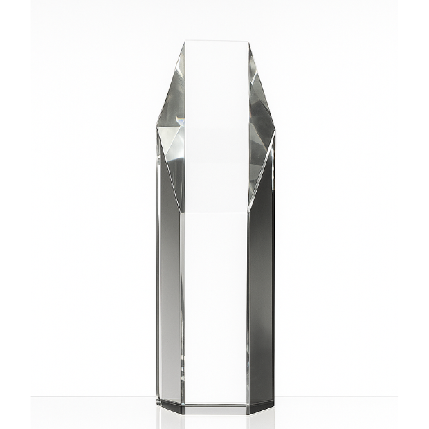 Engraved Optical Crystal Hexagon Award, 25.5cm
