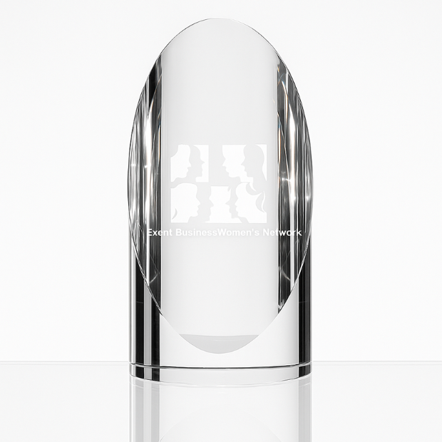 Engraved Optical Crystal Cylinder Award, 14cm