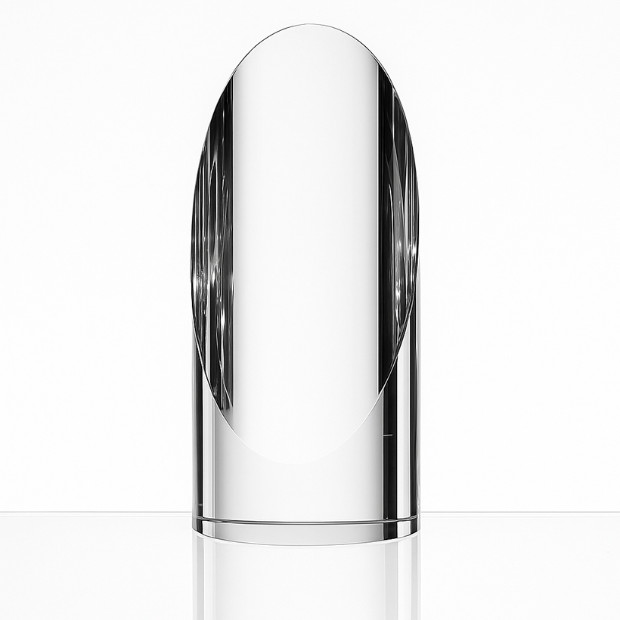 Engraved Optical Crystal Cylinder Award, 16.5cm